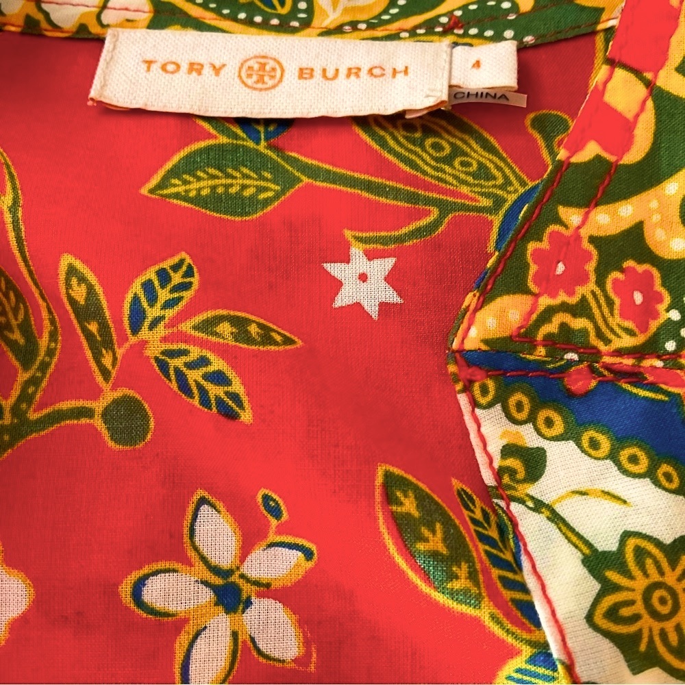 Tory Burch Floral Cotton Dress Size 4 - Picture 6 of 9
